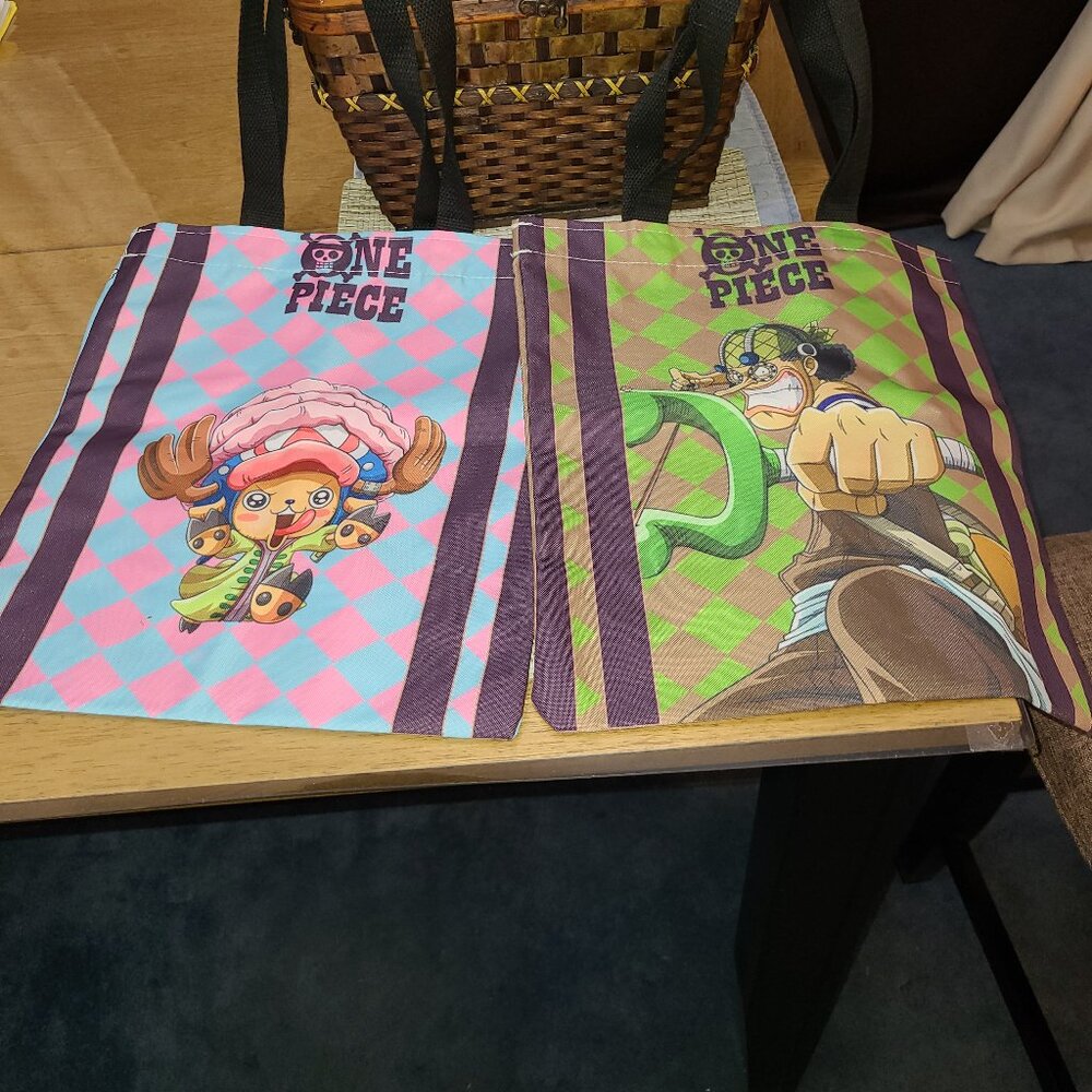 One Piece Anime Set of 2 Tote Bags Featuring Usopp & Tony Tony Chopper